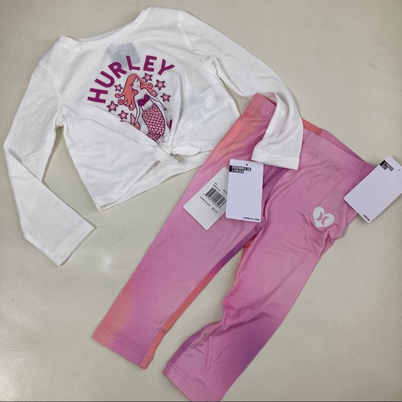 Hurley mermaid 🧜‍♀️ pink active pants set 2302 - Picture 2 of 8